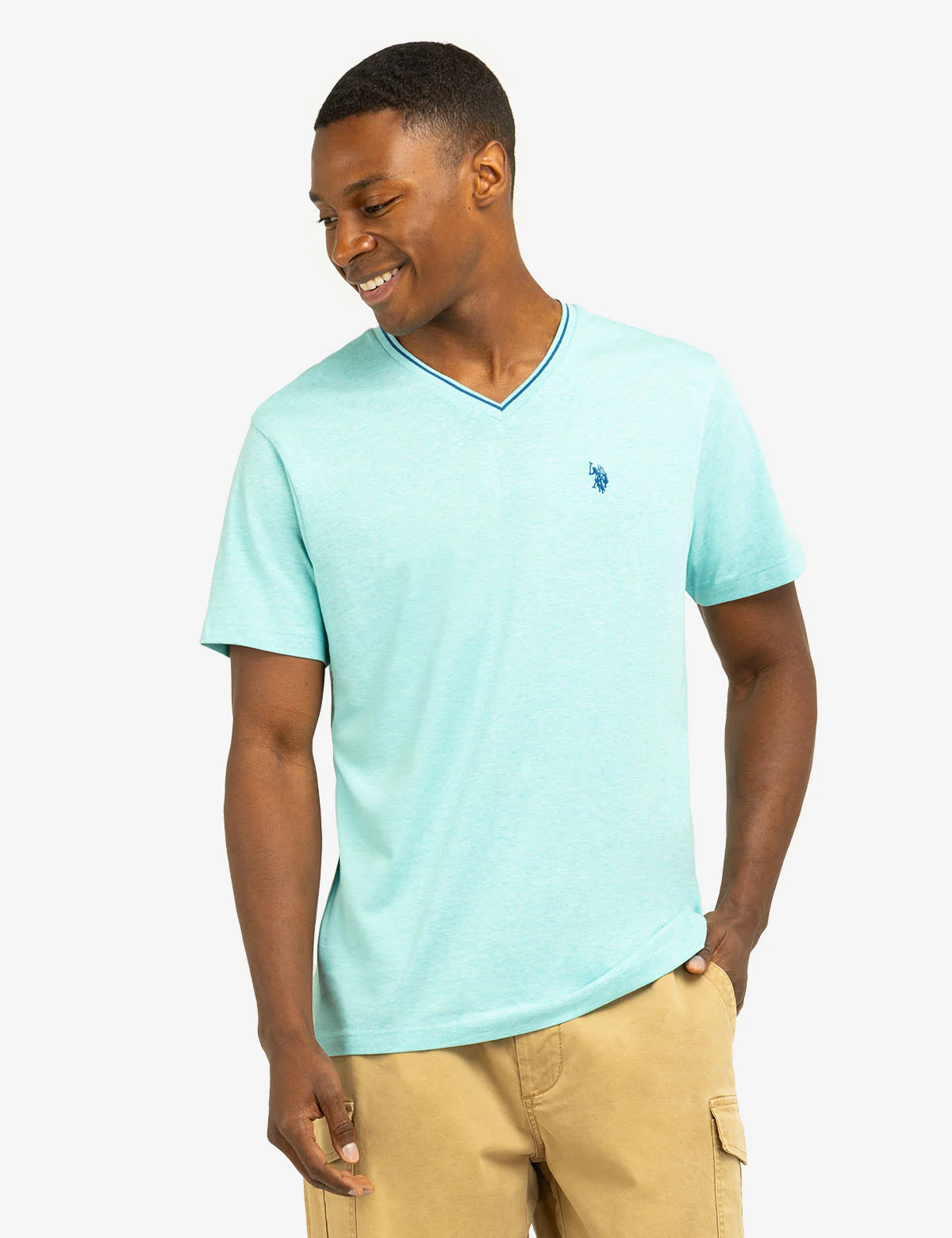 TIPPED V-NECK JERSEY T-SHIRT - Image 6