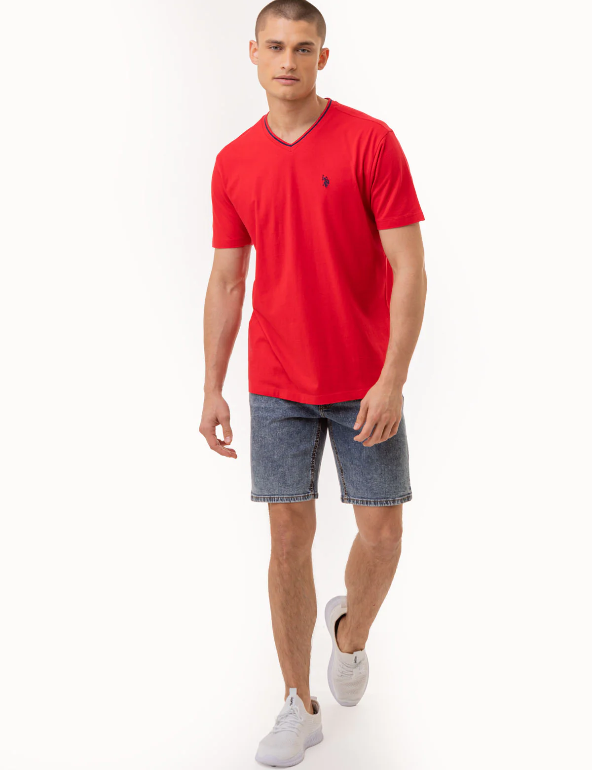 TIPPED V-NECK JERSEY T-SHIRT - Image 3