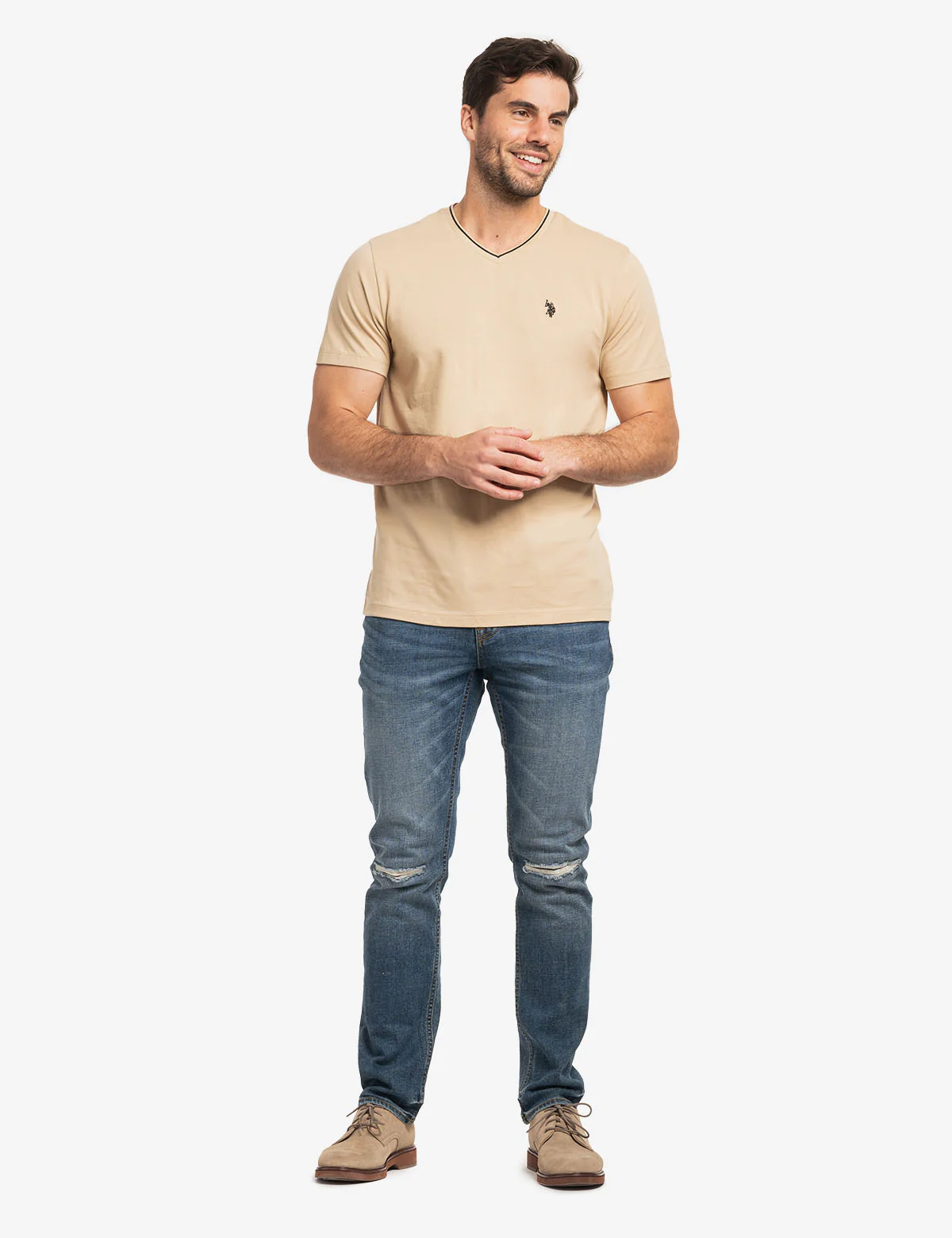 TIPPED V-NECK JERSEY T-SHIRT - Image 12
