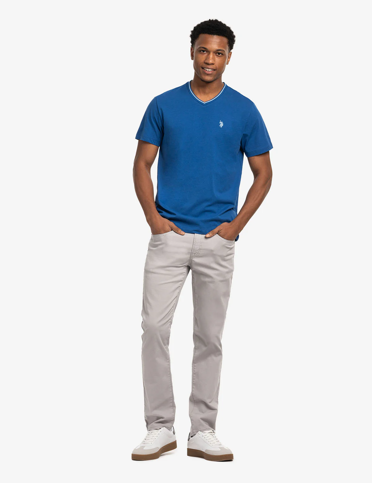 TIPPED V-NECK JERSEY T-SHIRT - Image 4