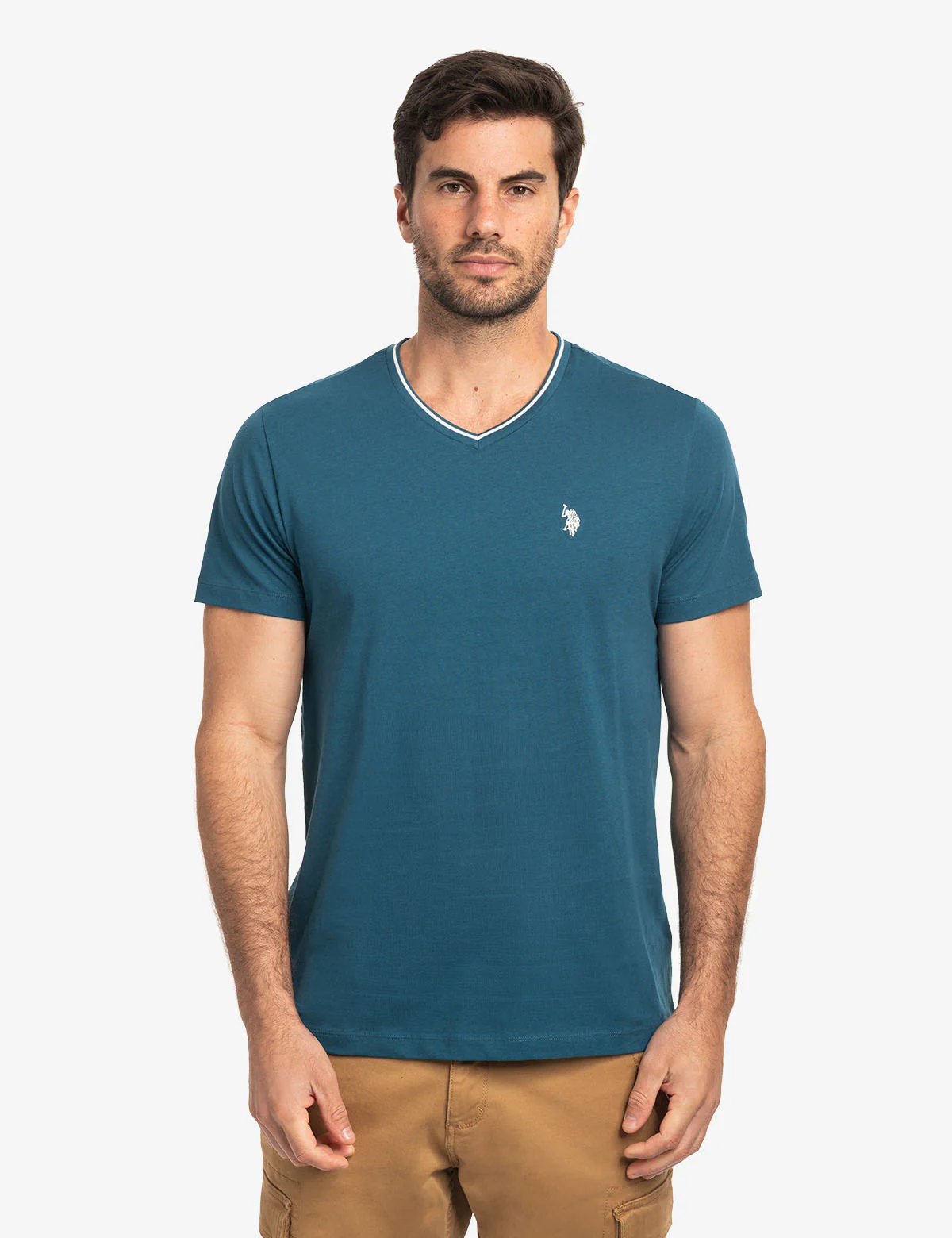 TIPPED V-NECK JERSEY T-SHIRT - Image 7