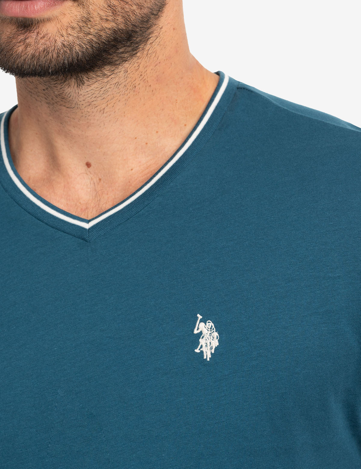 TIPPED V-NECK JERSEY T-SHIRT - Image 9
