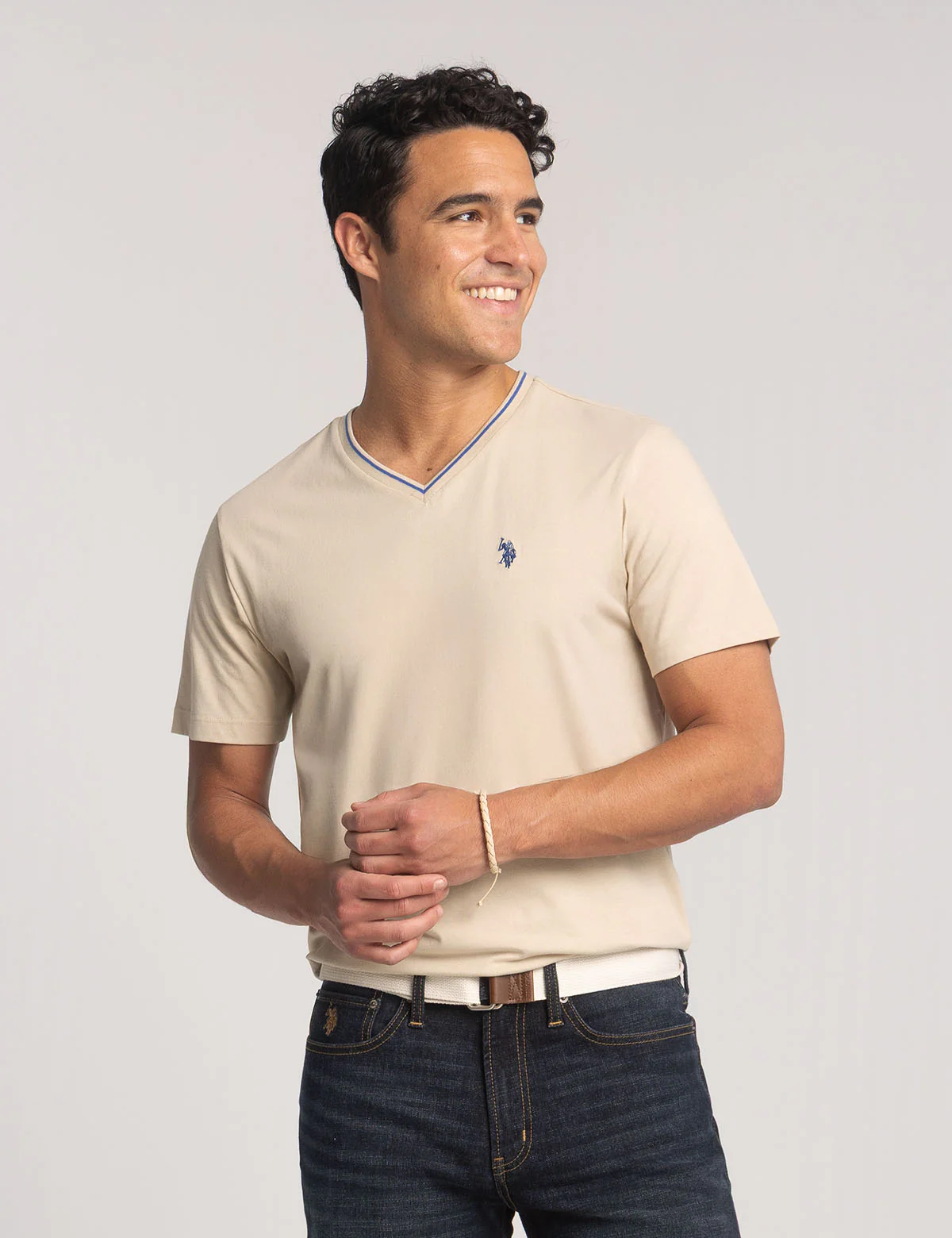 TIPPED V-NECK JERSEY T-SHIRT - Image 5