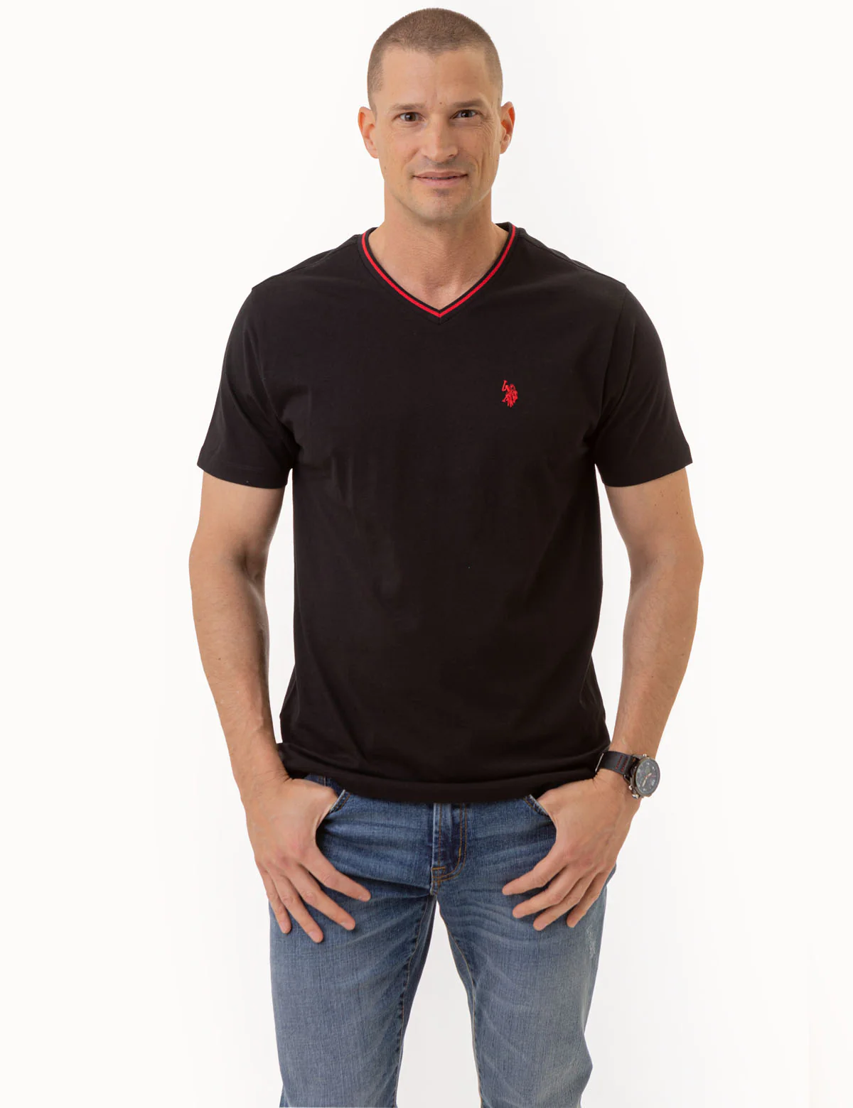 TIPPED V-NECK JERSEY T-SHIRT - Image 5