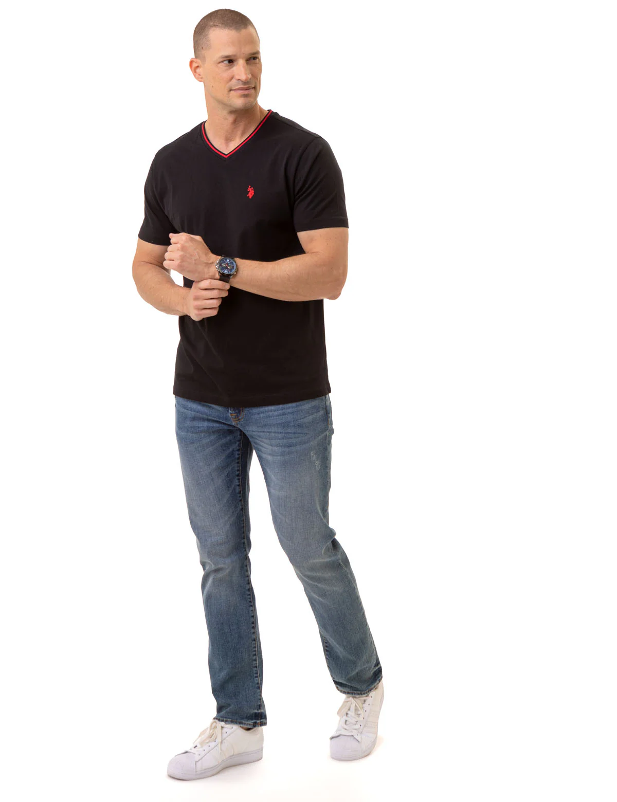 TIPPED V-NECK JERSEY T-SHIRT - Image 6