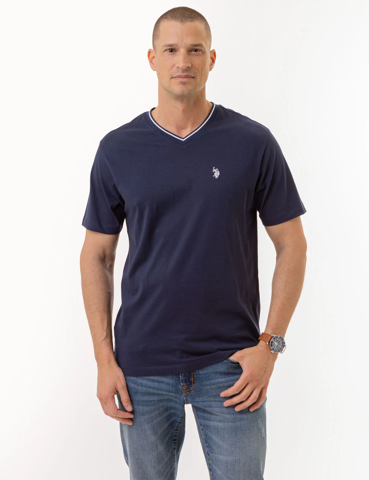 TIPPED V-NECK JERSEY T-SHIRT - Image 8