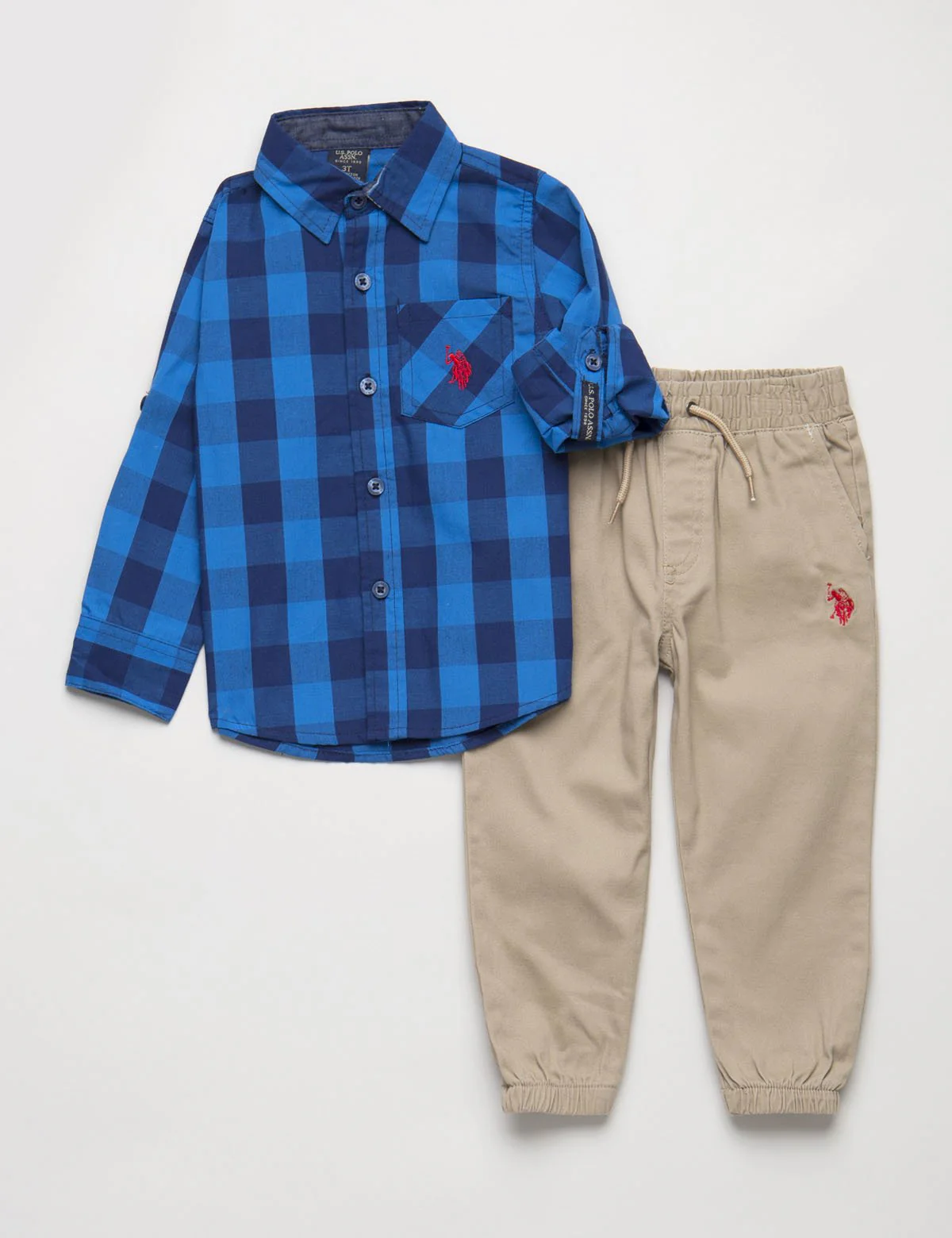 Toddler 2 Piece Set - Plaid Shirt & Joggers - Image 3