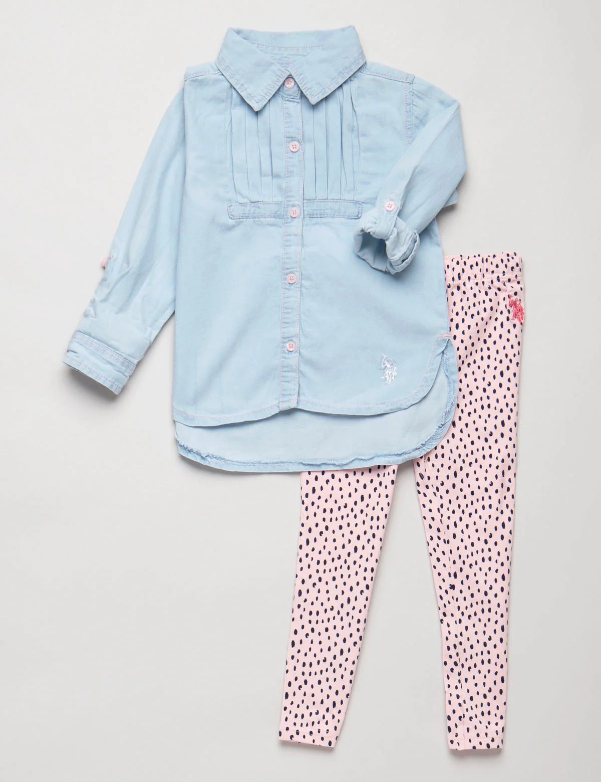Toddler 2 Piece Set: Pleated Shirt & Leggings