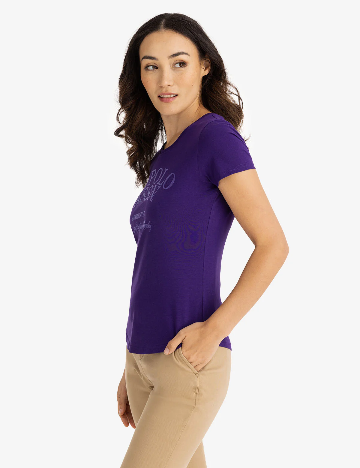 TONAL FLOCKED SEMI SCOOP JERSEY T-SHIRT - Image 4