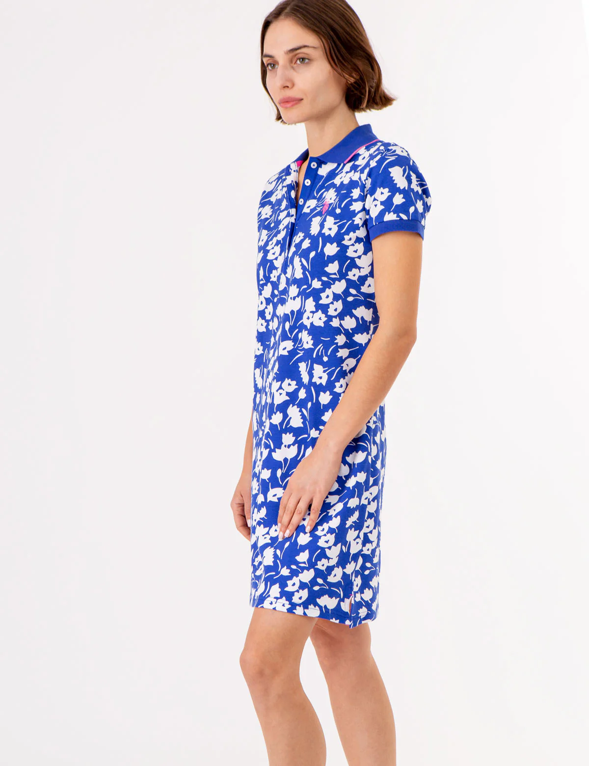 TULIP PRINT TIPPED POLO DRESS - Image 6