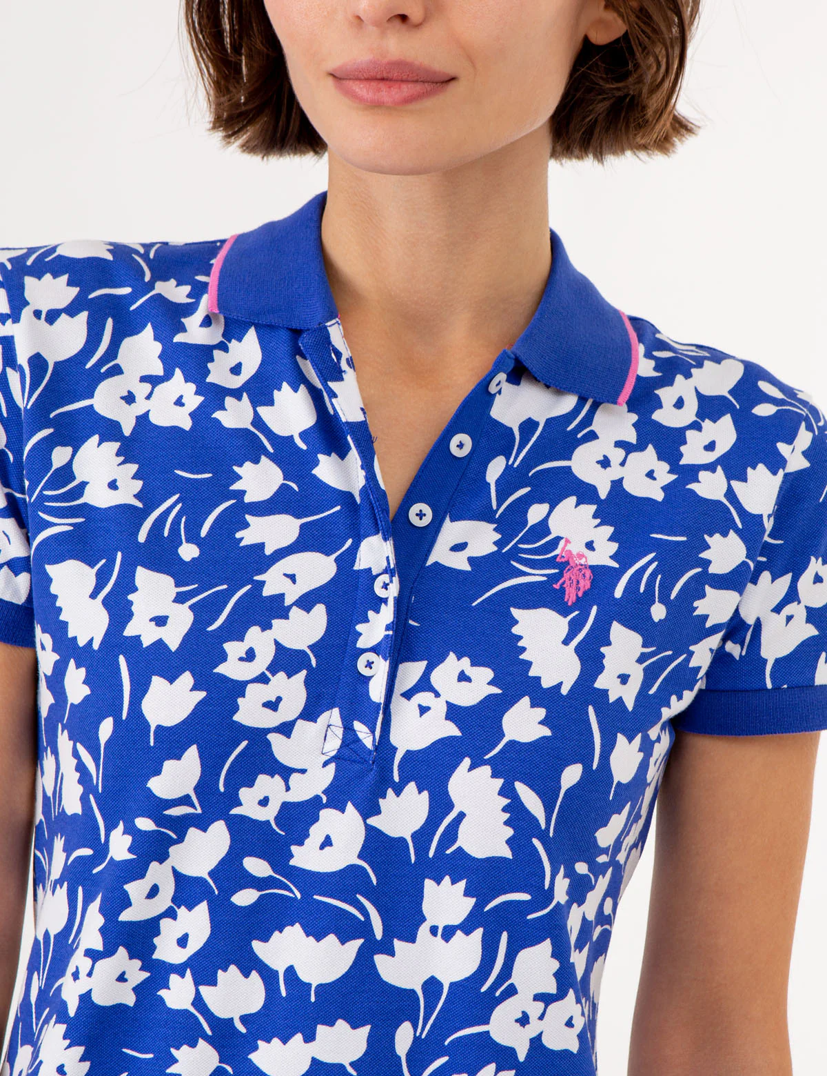 TULIP PRINT TIPPED POLO DRESS - Image 8