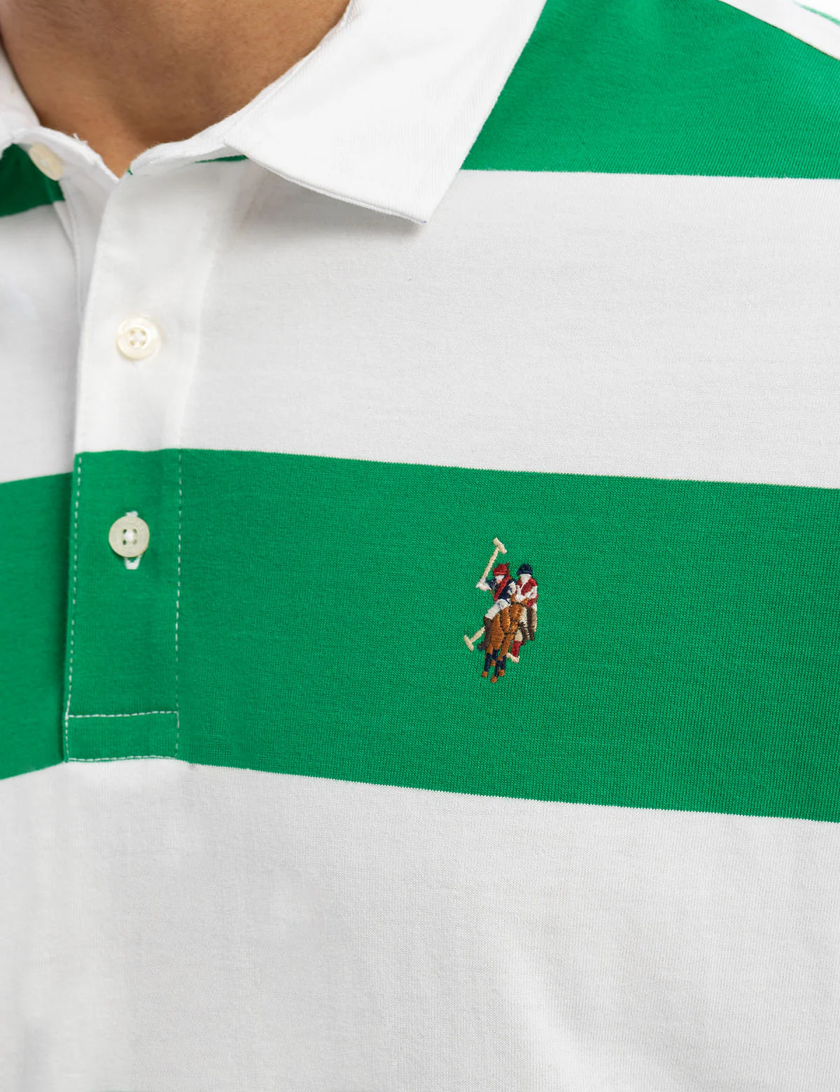 TWILL COLLAR RUGBY STRIPE JERSEY POLO SHIRT - Image 2