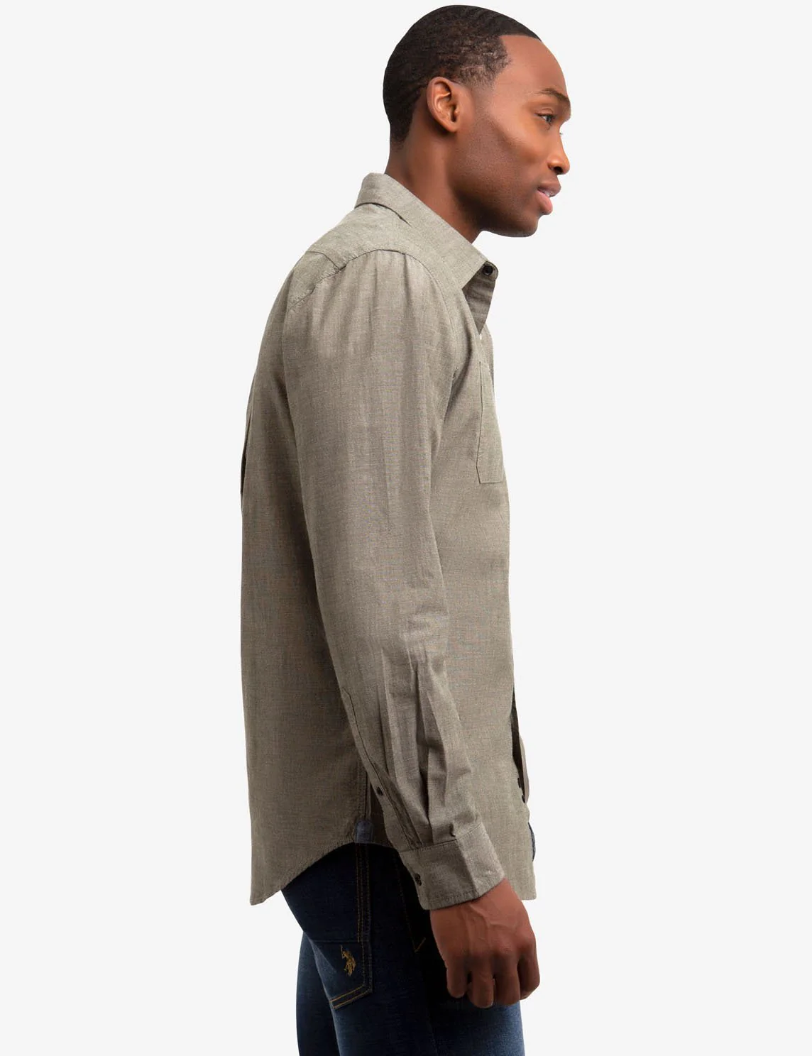 CLASSIC FIT TWO POCKET SLUB CANVAS SHIRT - Image 9
