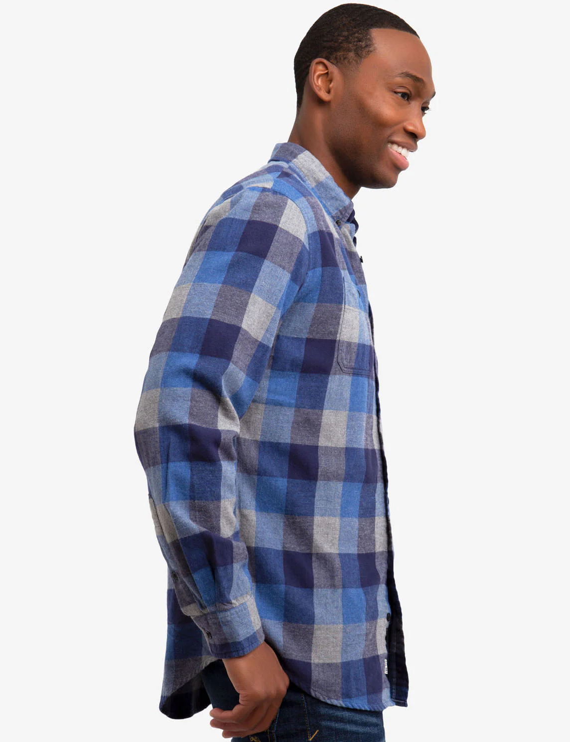 TWO POCKET HEATHERED TWILL CHECKERED SHIRT - Image 5
