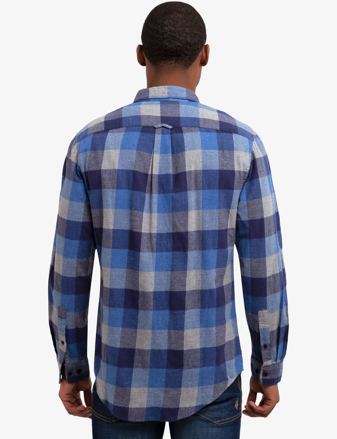 TWO POCKET HEATHERED TWILL CHECKERED SHIRT - Image 6