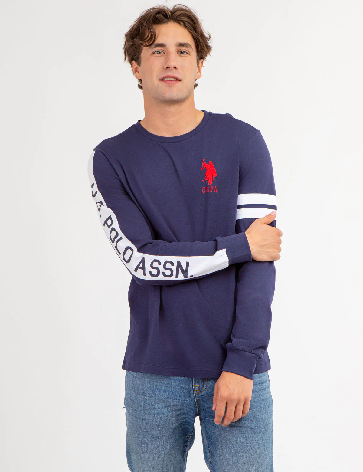 U.S. POLO ASSN. PIECED LONG SLEEVE T-SHIRT