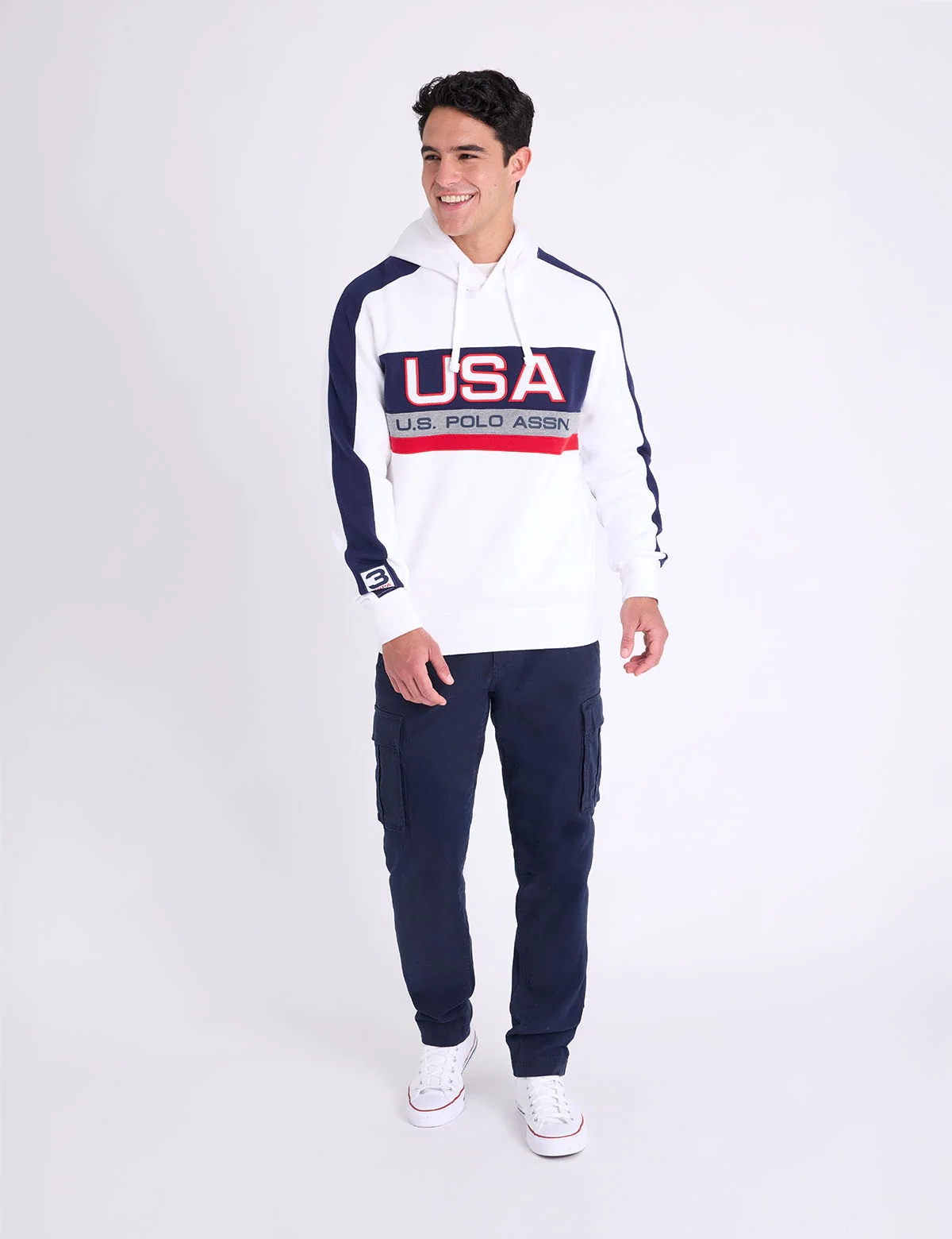USA APPLIQUE COLOR BLOCK PULLOVER HOODIE - Image 6