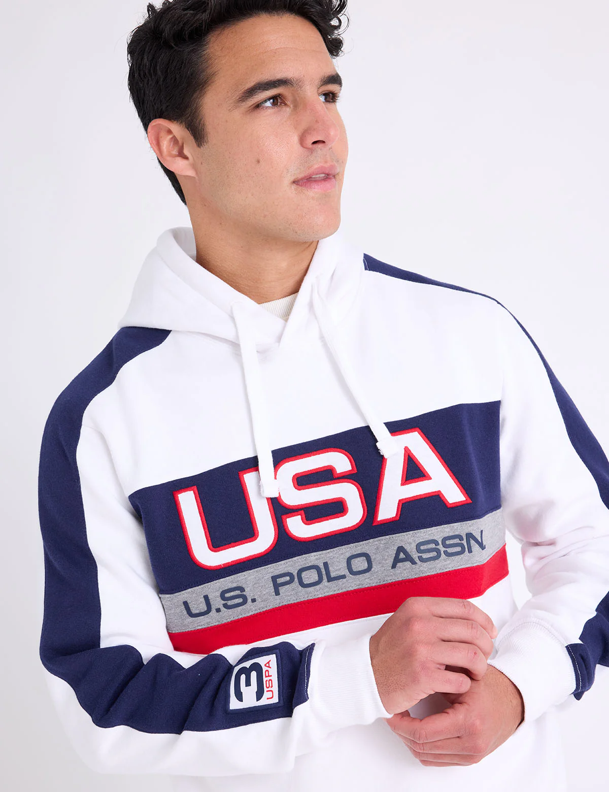USA APPLIQUE COLOR BLOCK PULLOVER HOODIE - Image 8