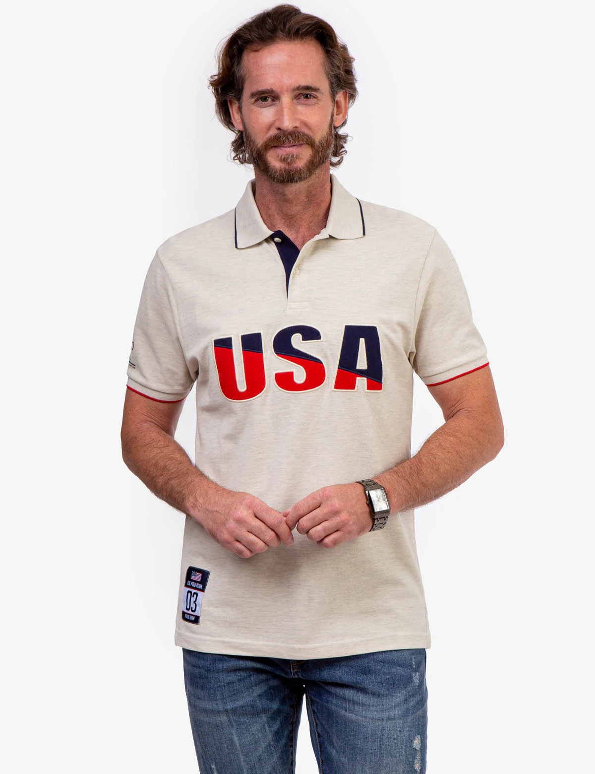 USA APPLIQUED PIQUE POLO SHIRT