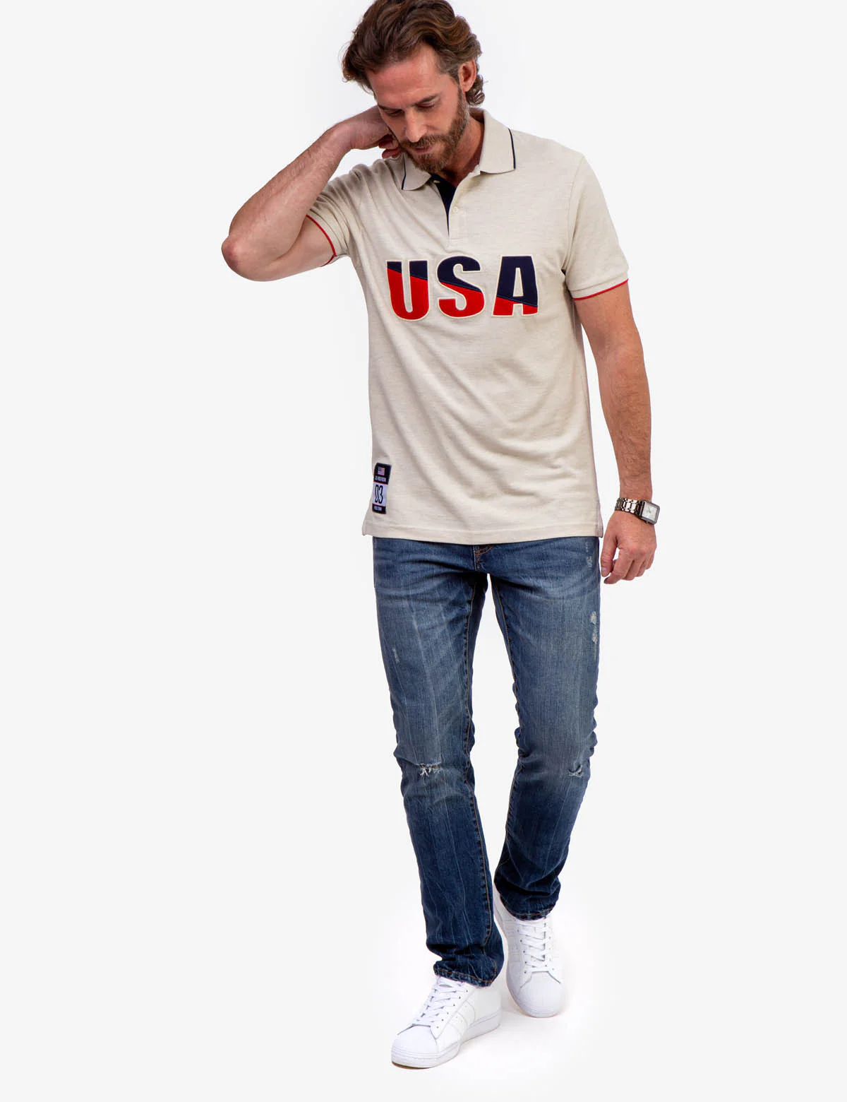 USA APPLIQUED PIQUE POLO SHIRT - Image 2