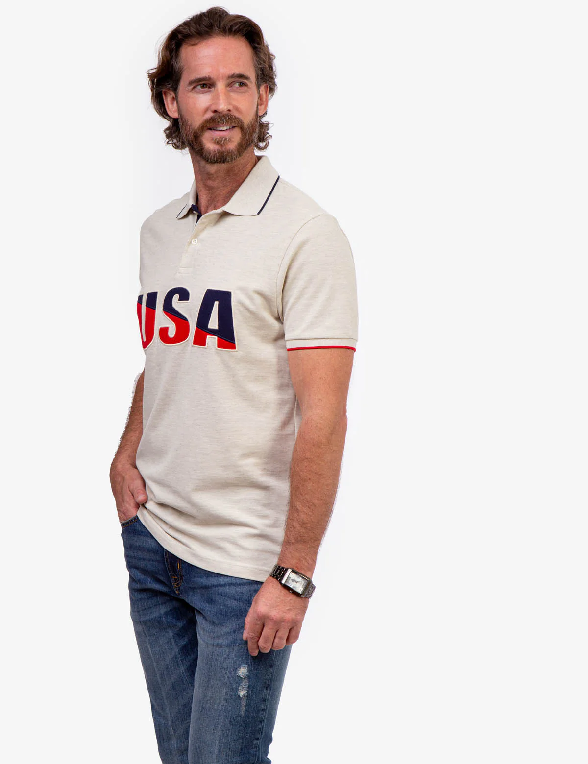 USA APPLIQUED PIQUE POLO SHIRT - Image 3