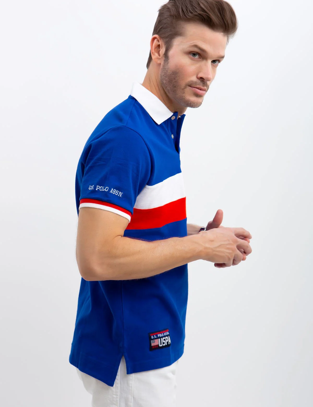 USA CHEST STRIPED POLO SHIRT - Image 11