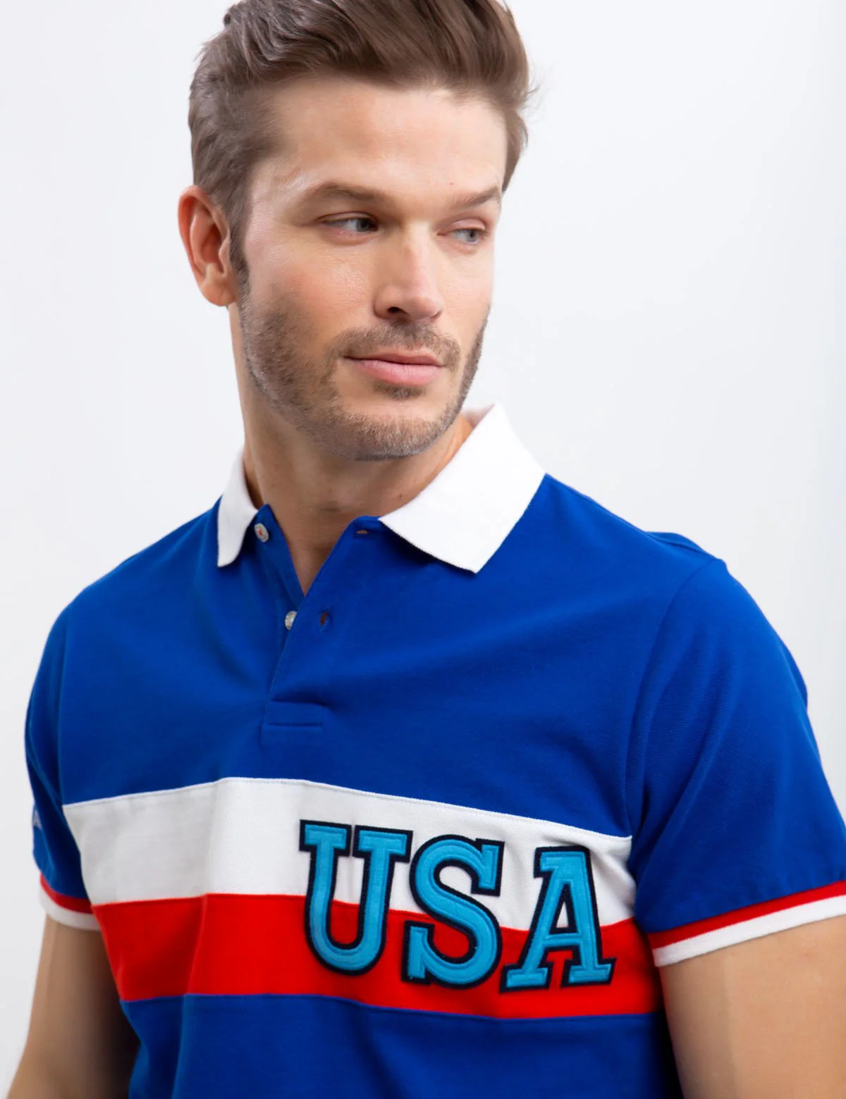 USA CHEST STRIPED POLO SHIRT - Image 13