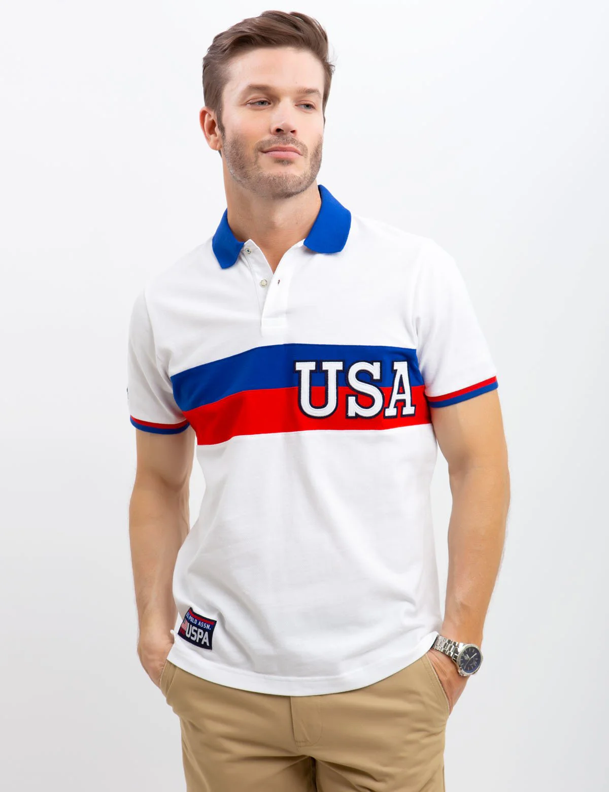 USA CHEST STRIPED POLO SHIRT - Image 14