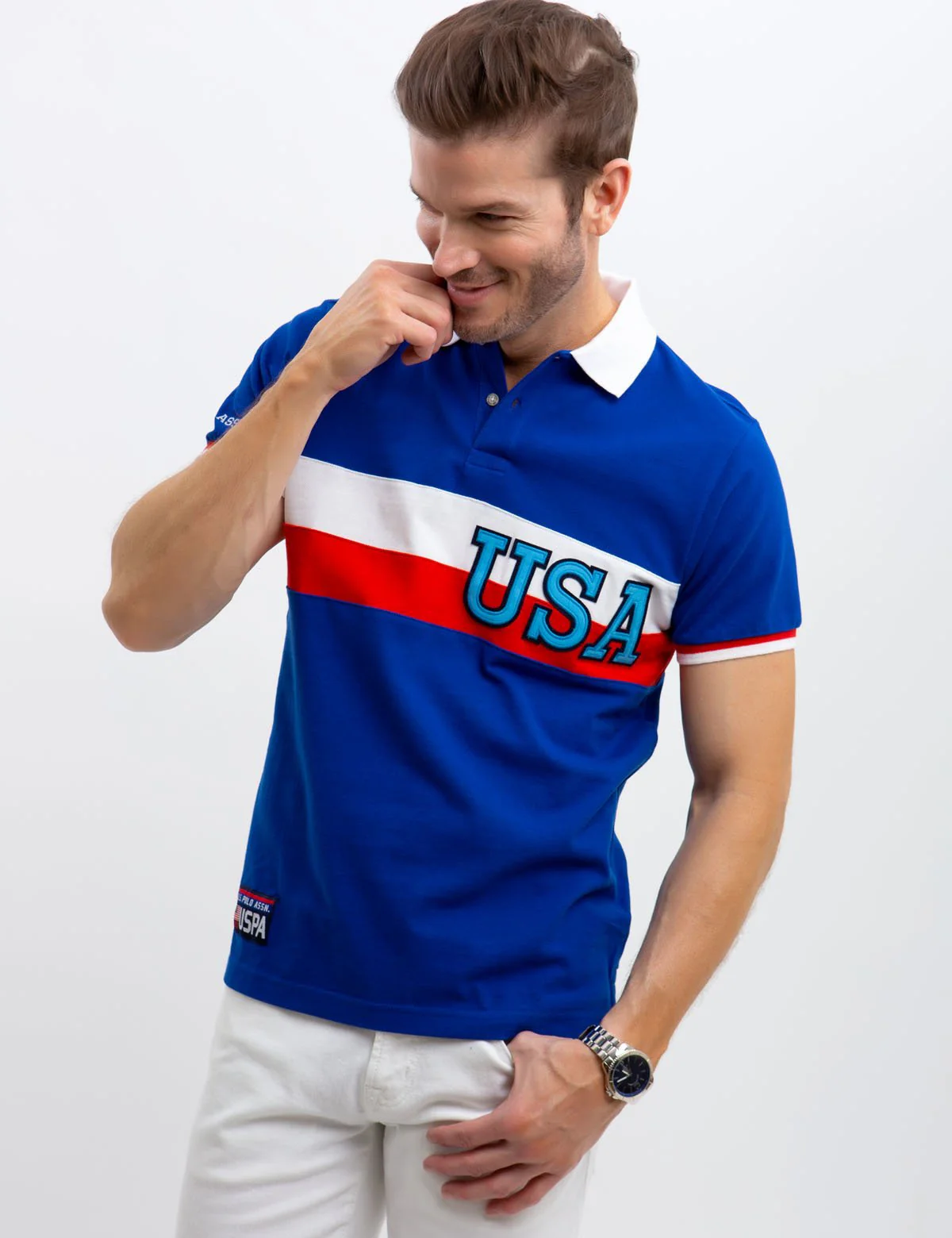 USA CHEST STRIPED POLO SHIRT - Image 18