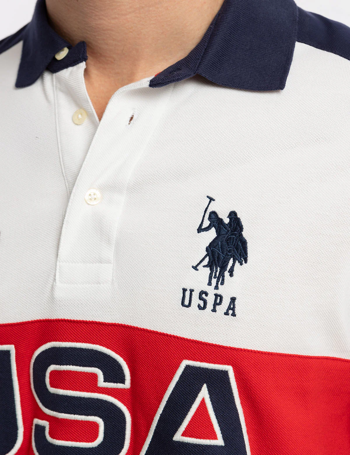USA COLOR BLOCK PIQUE POLO SHIRT - Image 2