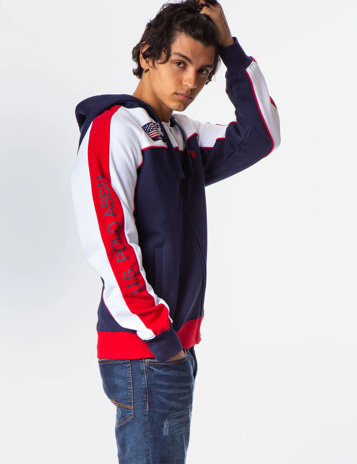 USA COLORBLOCK ZIP UP HOODED SWEATSHRIT - Image 3