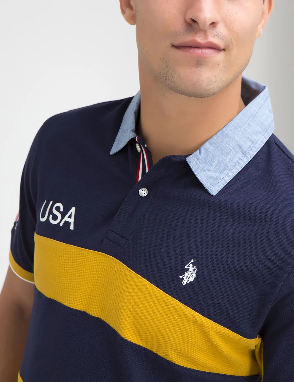 USA OXFORD COLLAR STRIPED POLO SHIRT - Image 11