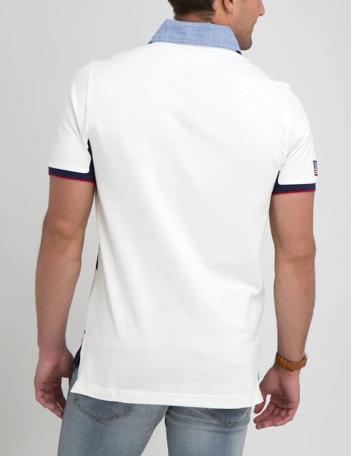 USA OXFORD COLLAR STRIPED POLO SHIRT - Image 14