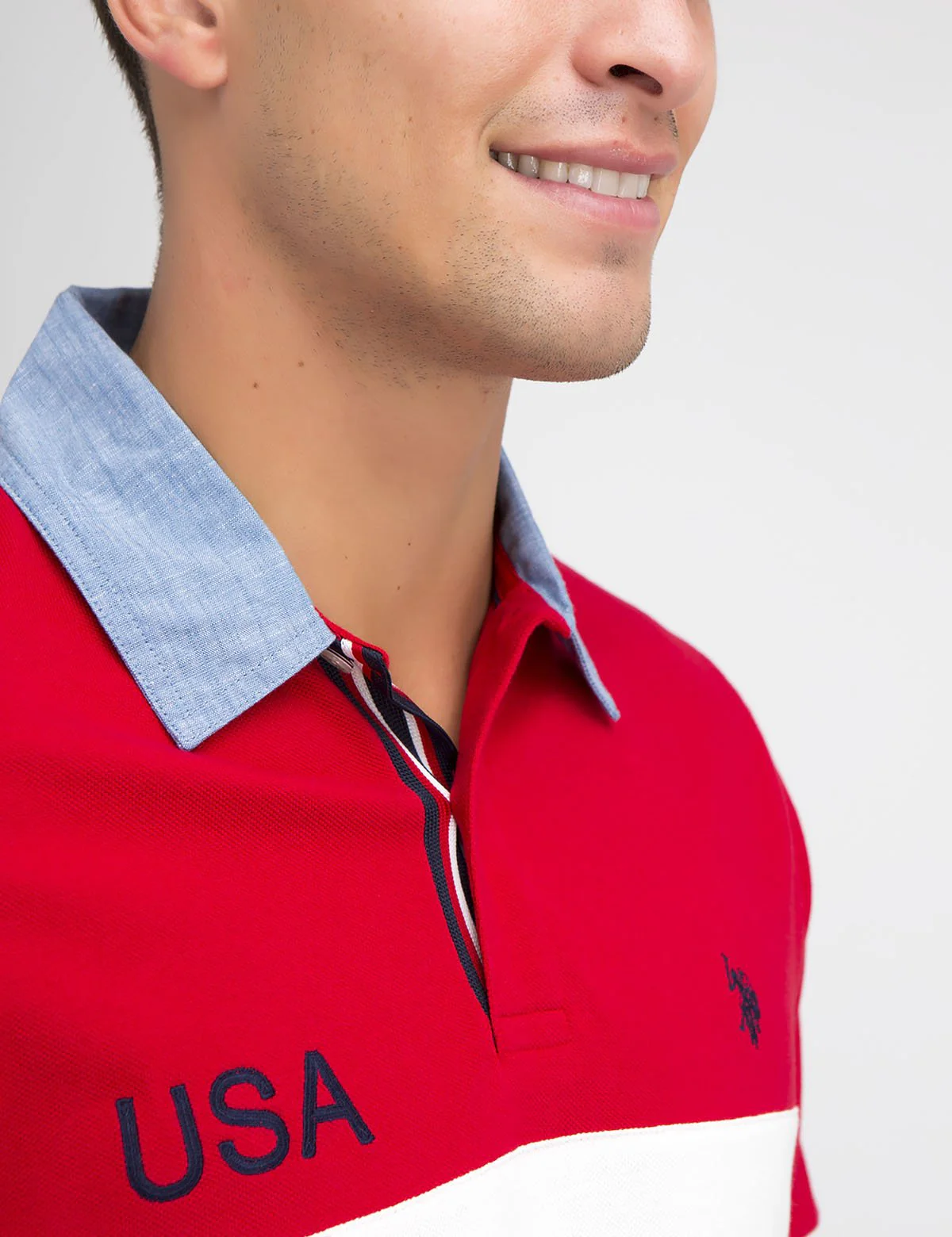 USA OXFORD COLLAR STRIPED POLO SHIRT - Image 27