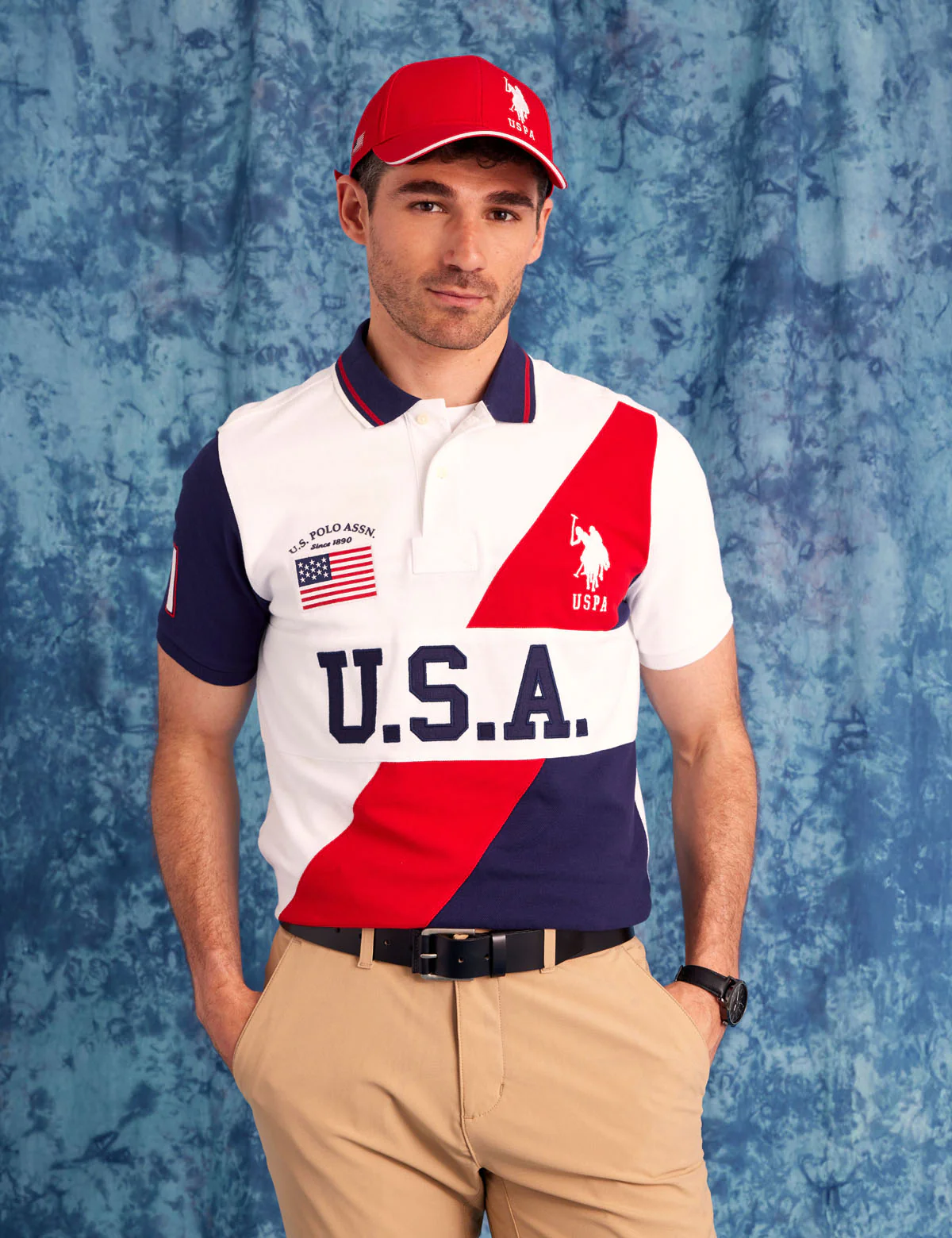 USA SASH COLOR BLOCK PIQUE POLO SHIRT