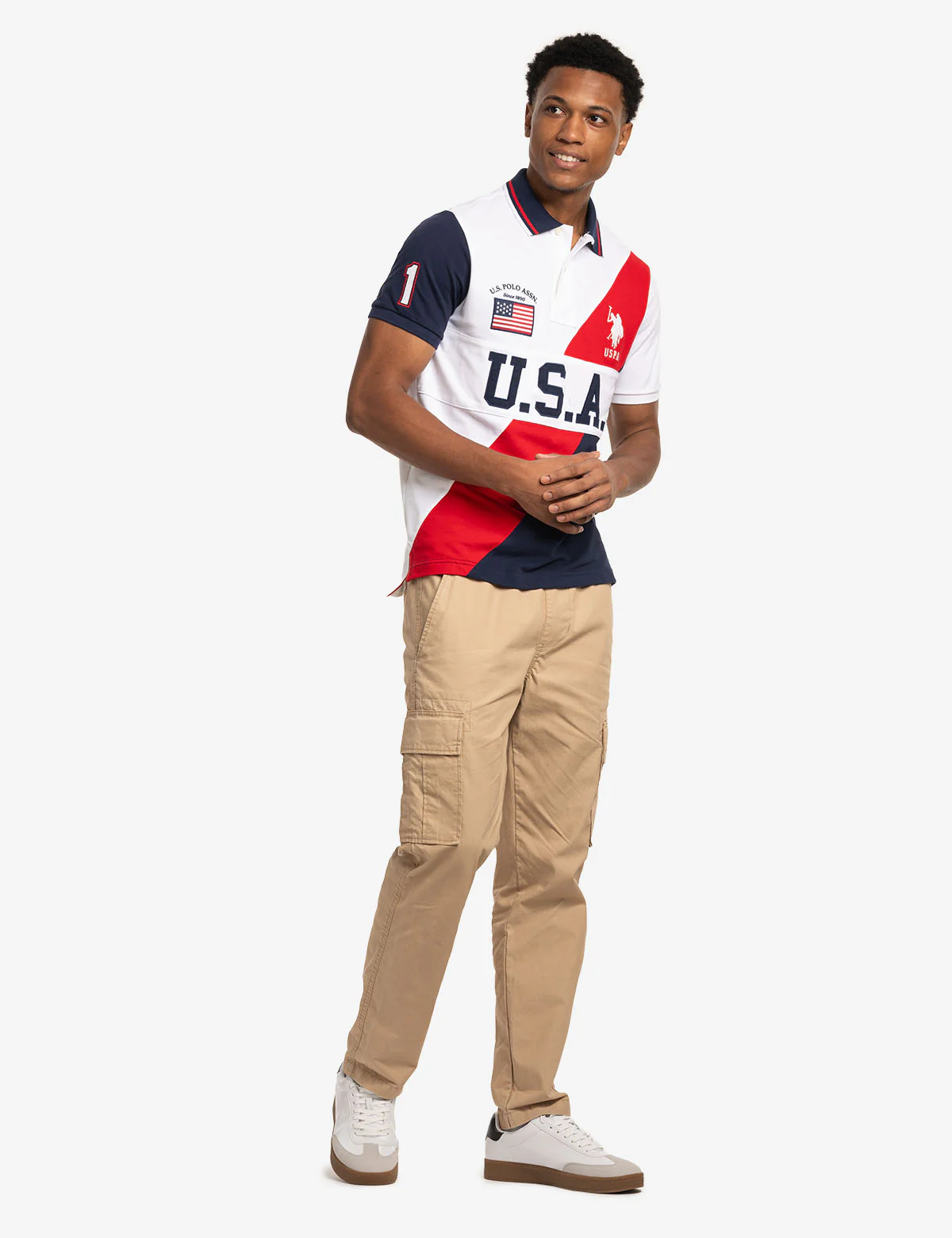 USA SASH COLOR BLOCK PIQUE POLO SHIRT - Image 3