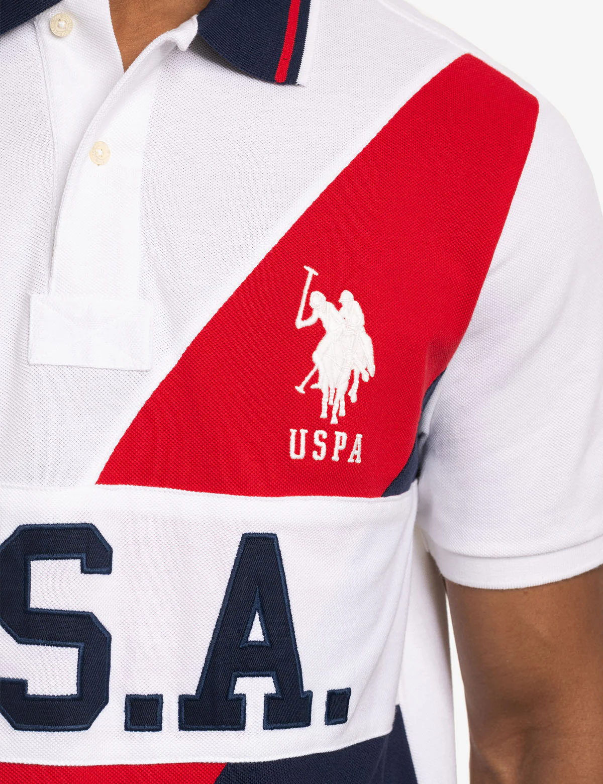 USA SASH COLOR BLOCK PIQUE POLO SHIRT - Image 5