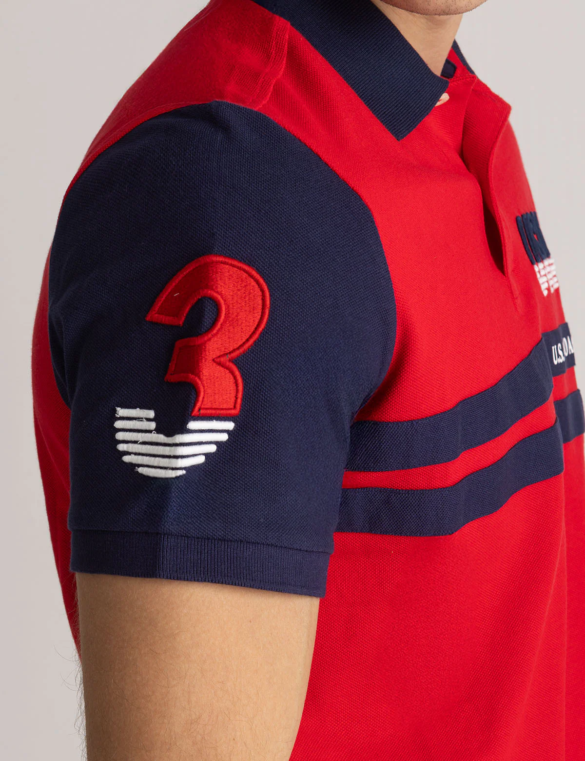 USPA COLOR BLOCK PIQUE POLO SHIRT - Image 12