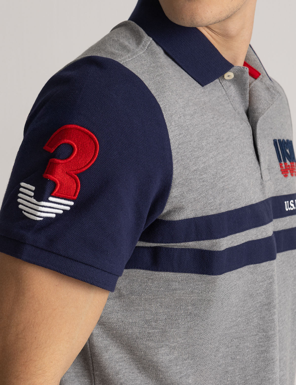 USPA COLOR BLOCK PIQUE POLO SHIRT - Image 4