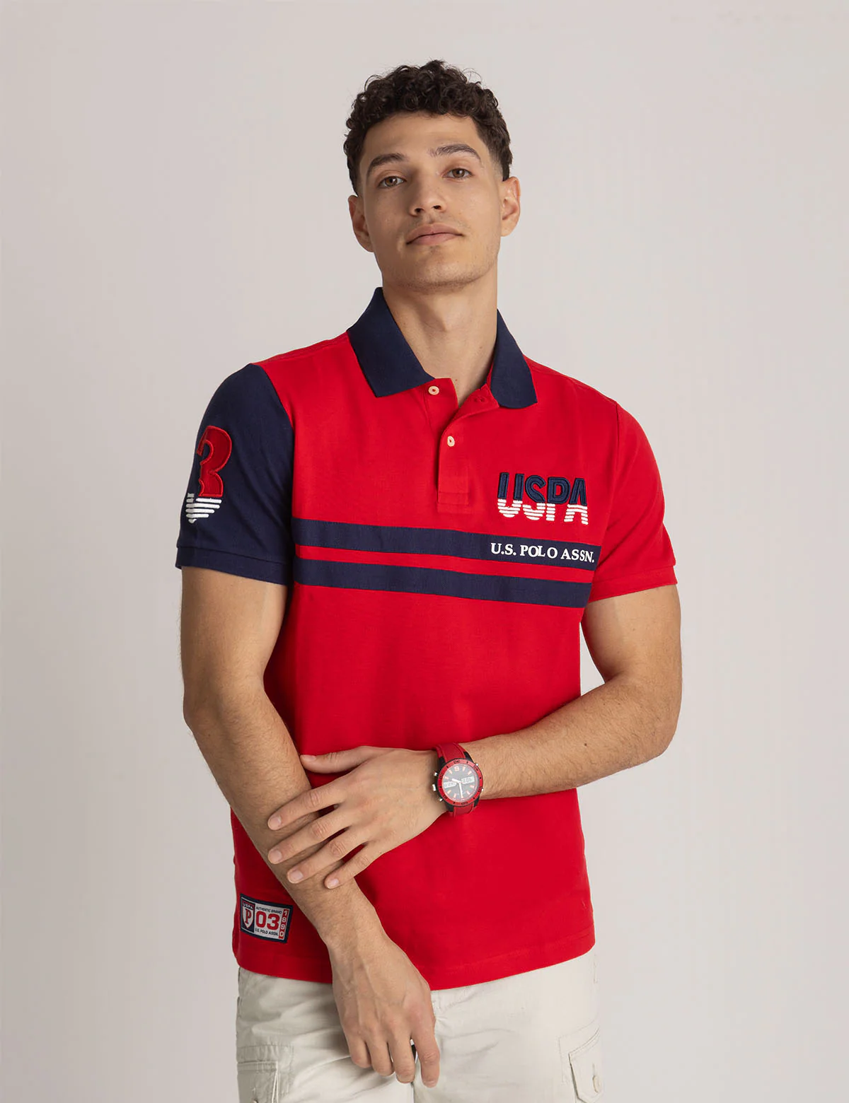 USPA COLOR BLOCK PIQUE POLO SHIRT - Image 6