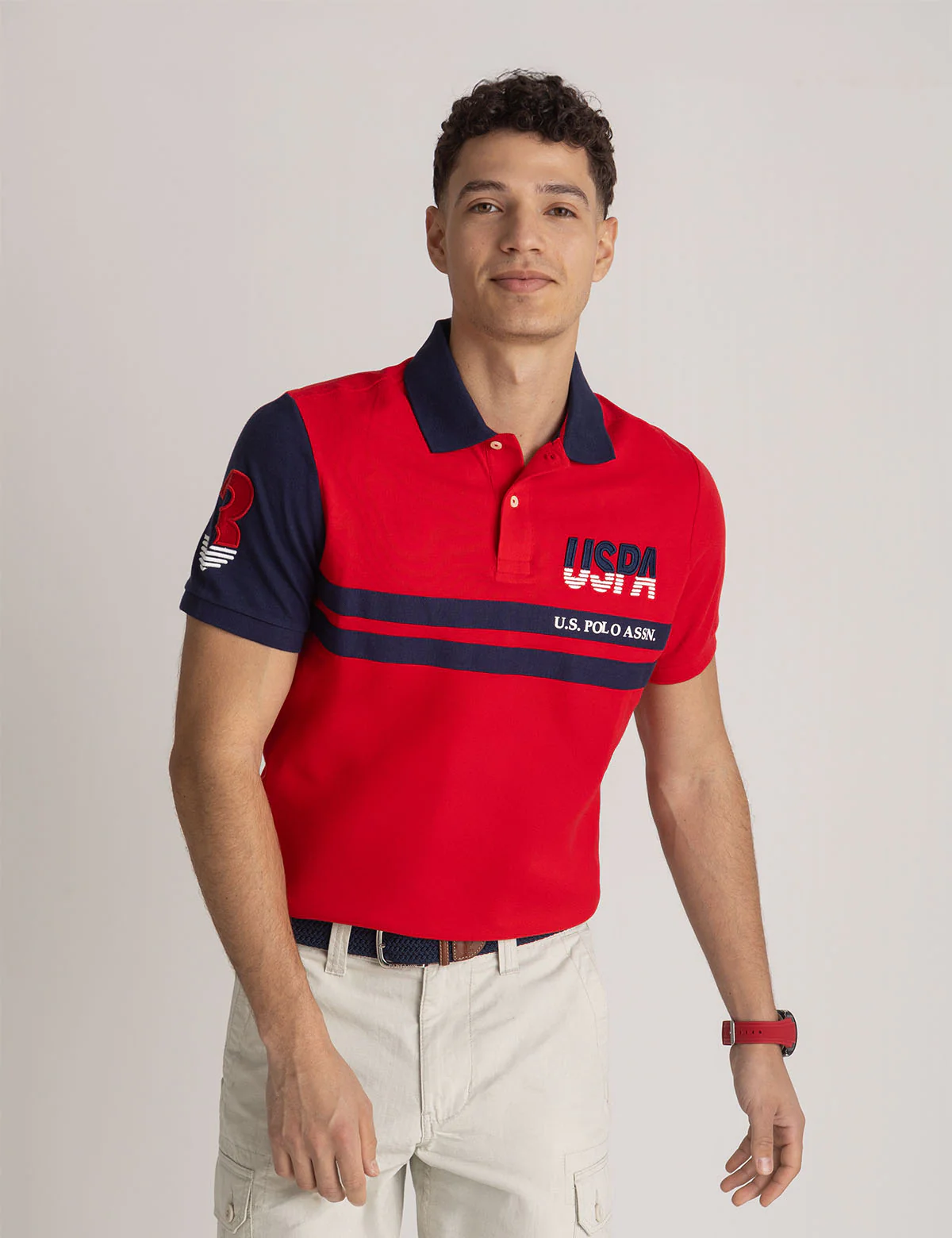 USPA COLOR BLOCK PIQUE POLO SHIRT - Image 9