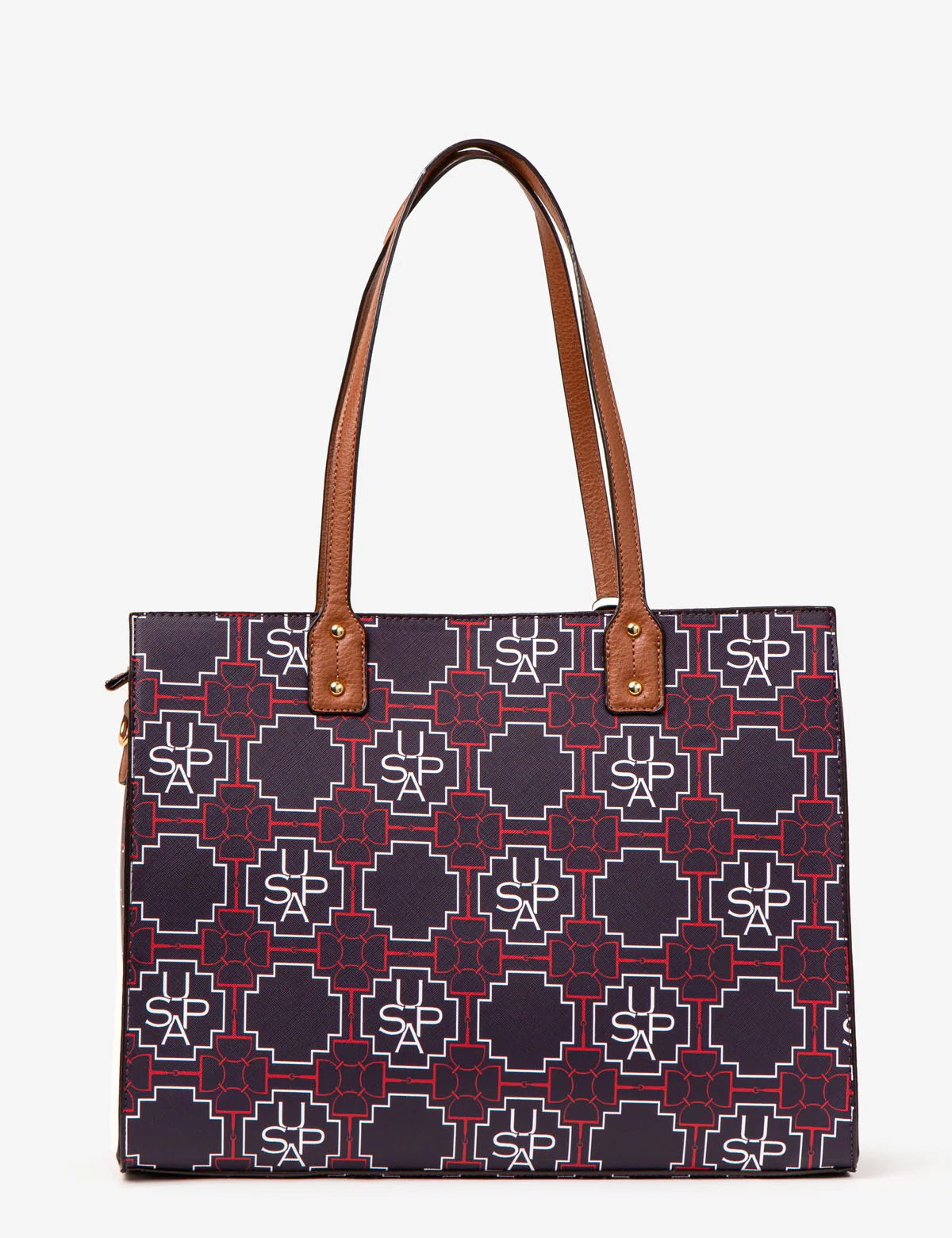USPA GEOMETRIC PRINT TOTE BAG WITH CROSSBODY STRAP - Image 3