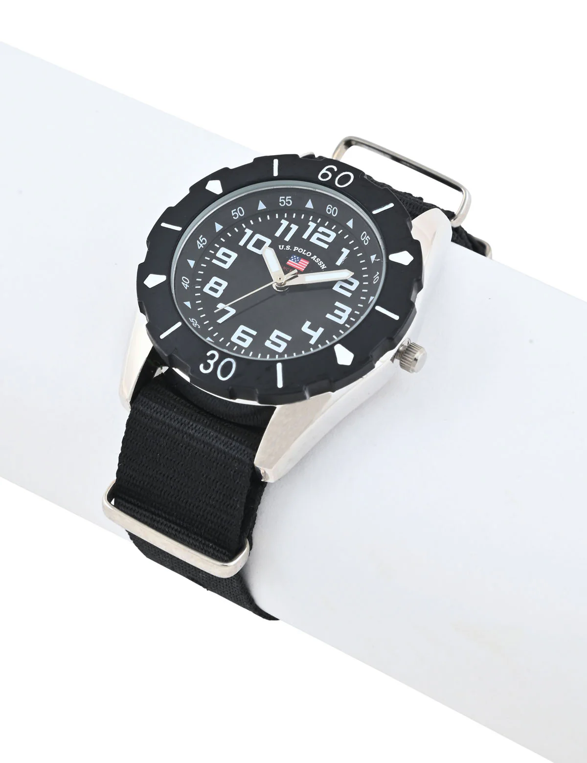 USPA JUNIOR BLACK NYLON STRAP WATCH