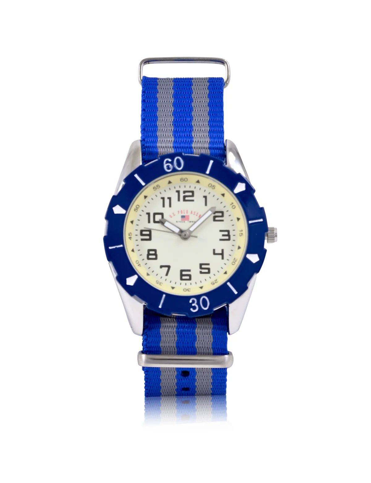 USPA JUNIOR BLUE AND GRAY NYLON STRAP WATCH - Image 2