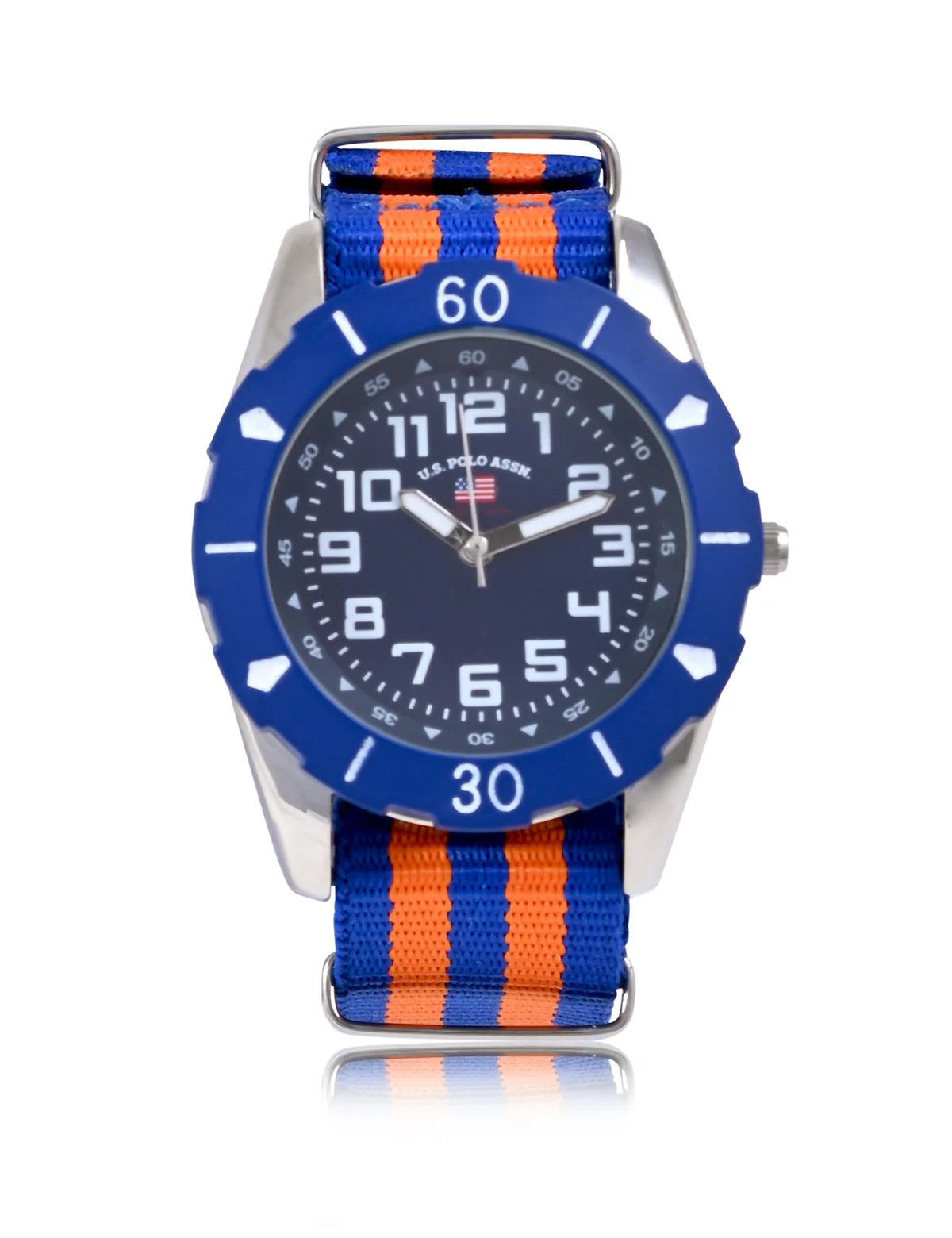 USPA JUNIOR BLUE AND ORANGE NYLON STRAP WATCH - Image 2