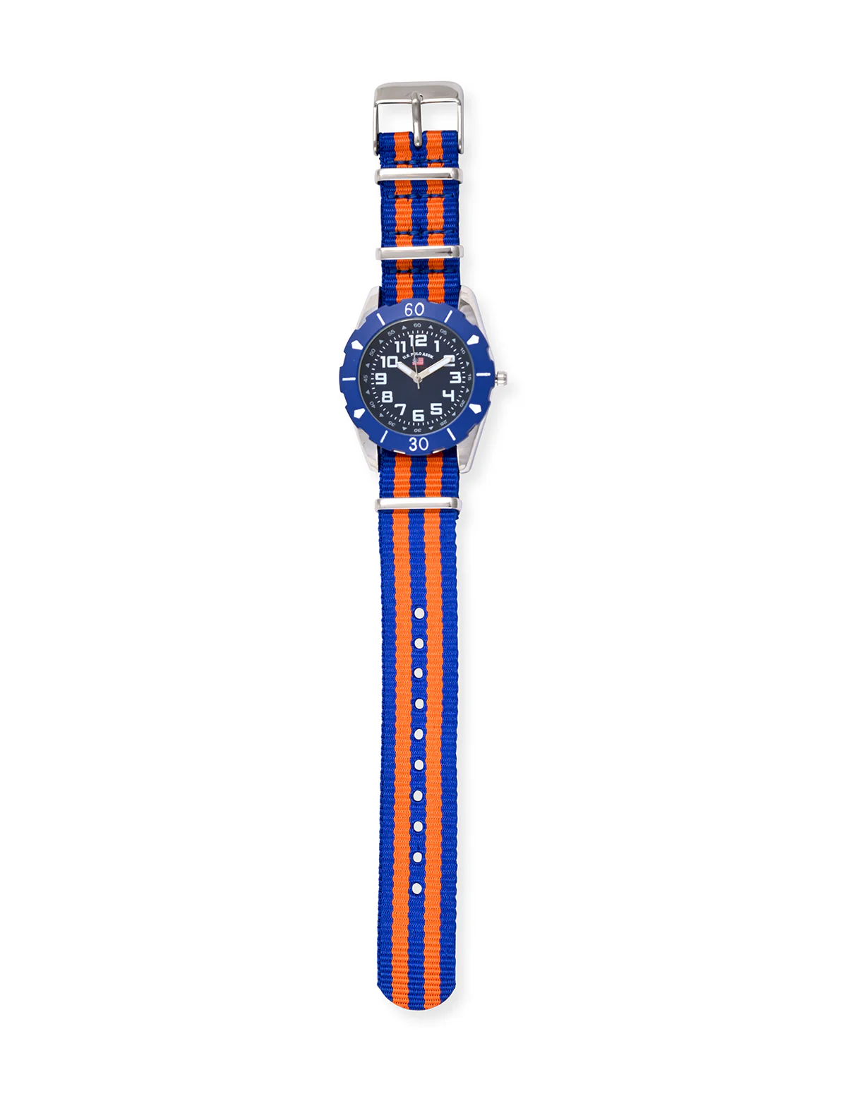 USPA JUNIOR BLUE AND ORANGE NYLON STRAP WATCH - Image 3