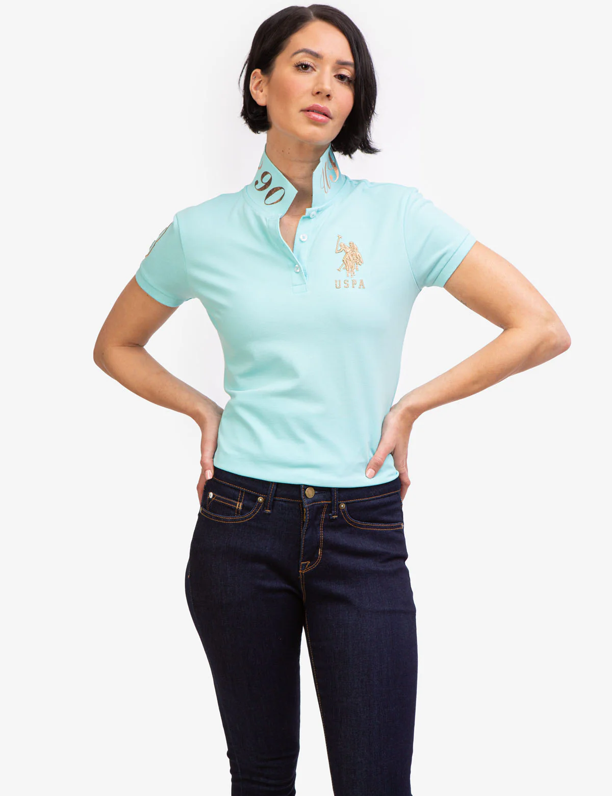 USPA METALLIC PRINT POLO SHIRT