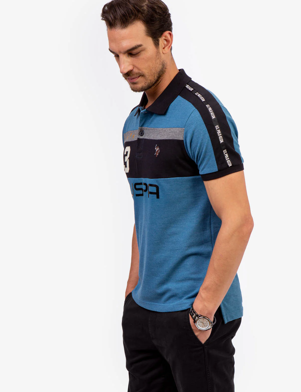 USPA PIQUE COLORBLOCK POLO SHIRT - Image 10
