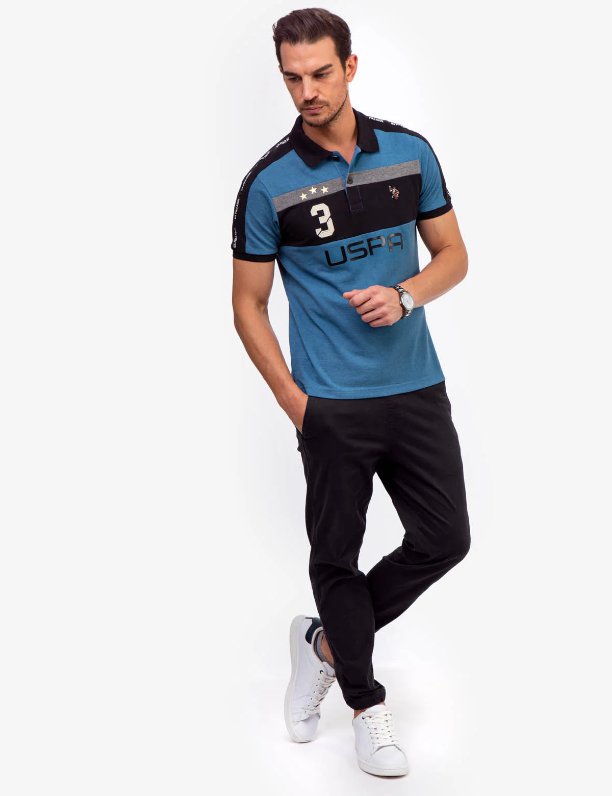 USPA PIQUE COLORBLOCK POLO SHIRT - Image 8