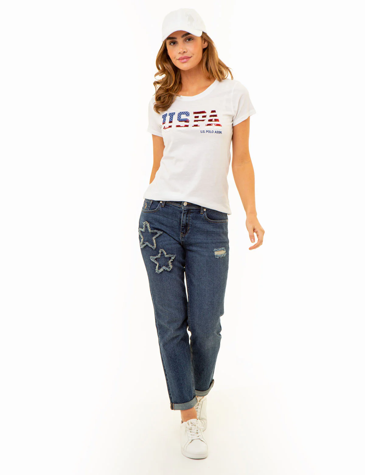 USPA SEQUINS FLAG SCOOP T-SHIRT - Image 2